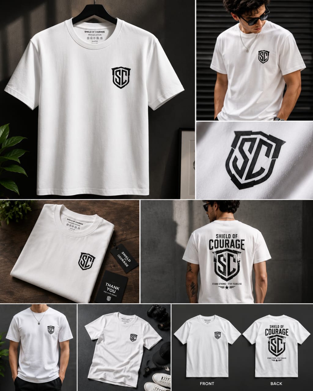 Shield of Courage – Premium Chest Logo T-Shirt