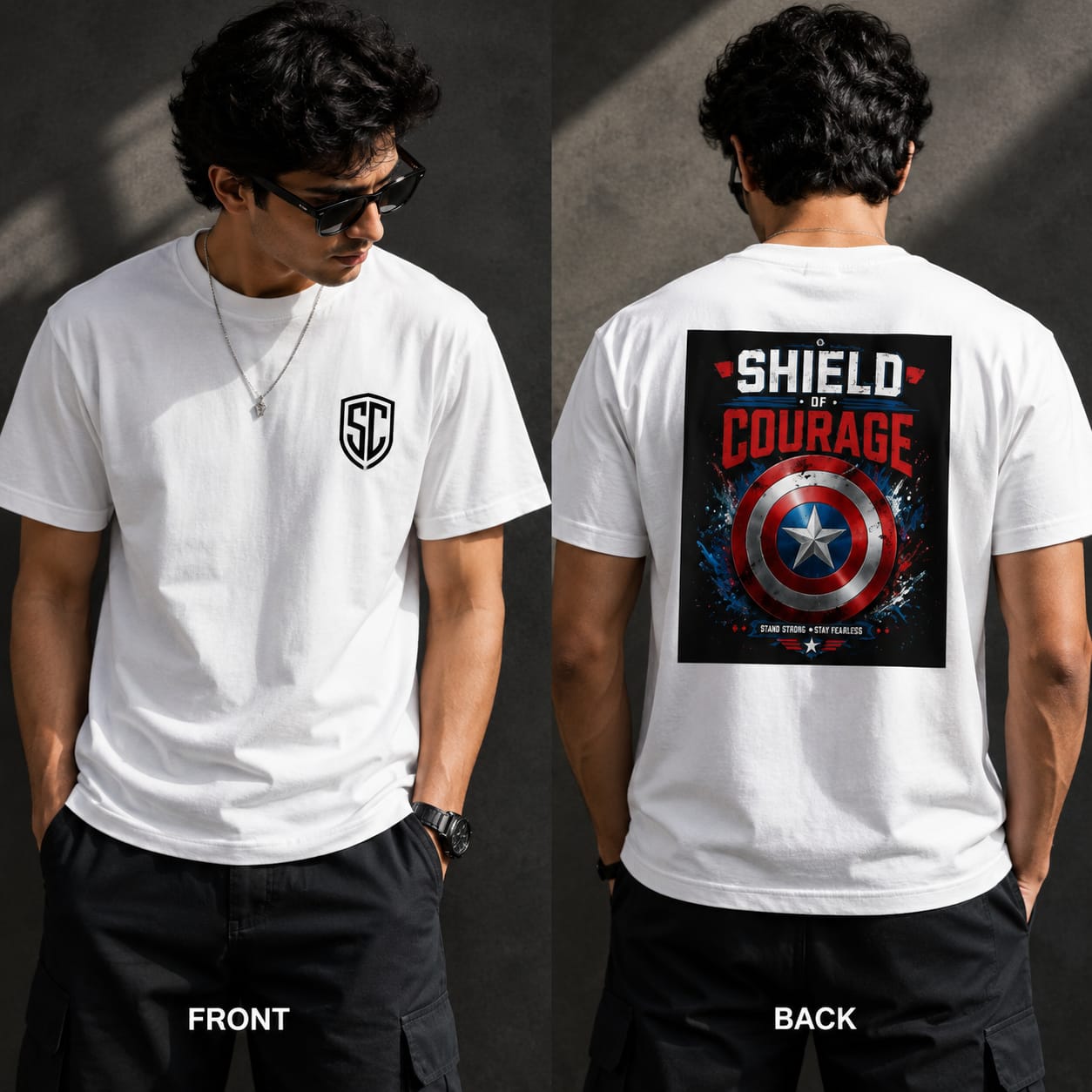 Shield of Courage – Premium Chest Logo T-Shirt