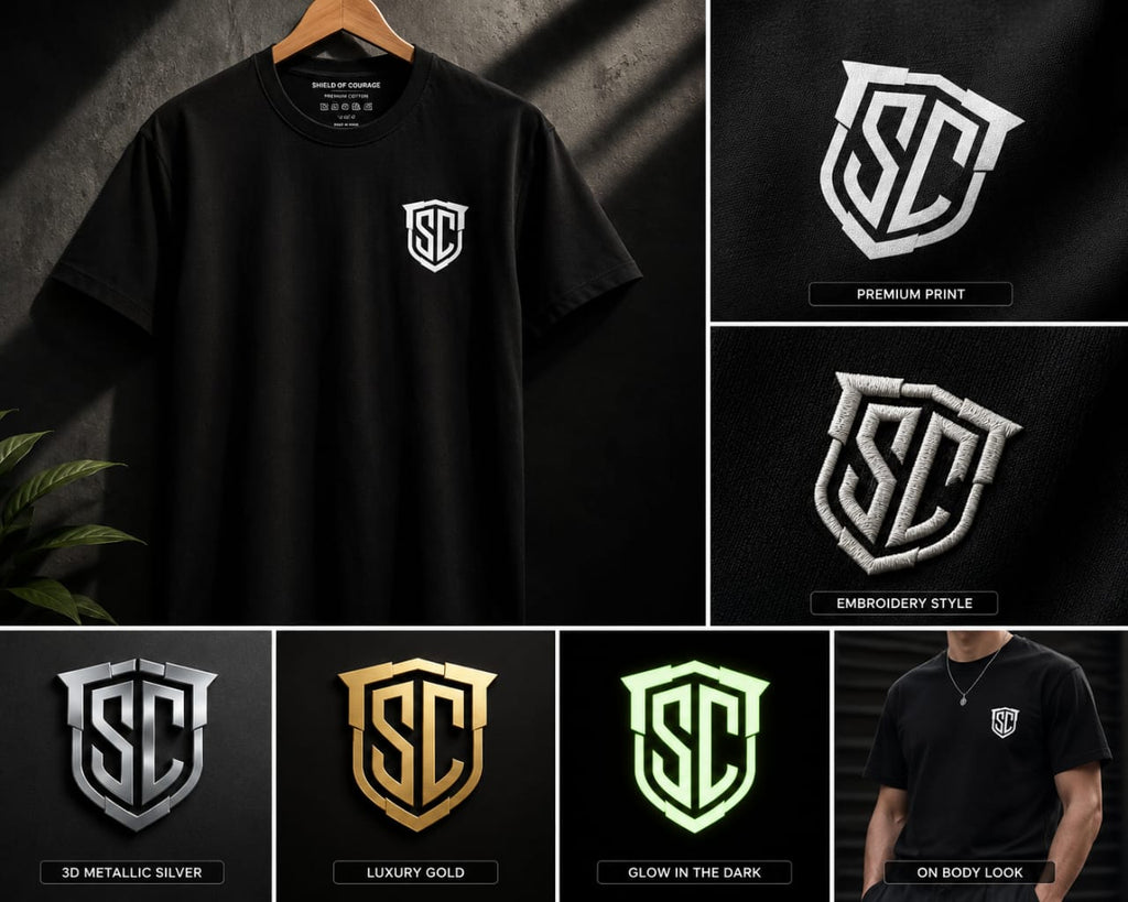 Shield of Courage – Premium Chest Logo T-Shirt