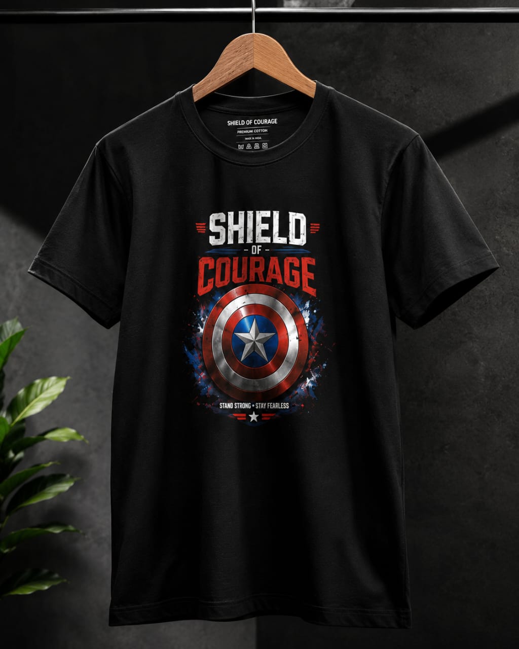 Shield of Courage – Premium Chest Logo T-Shirt